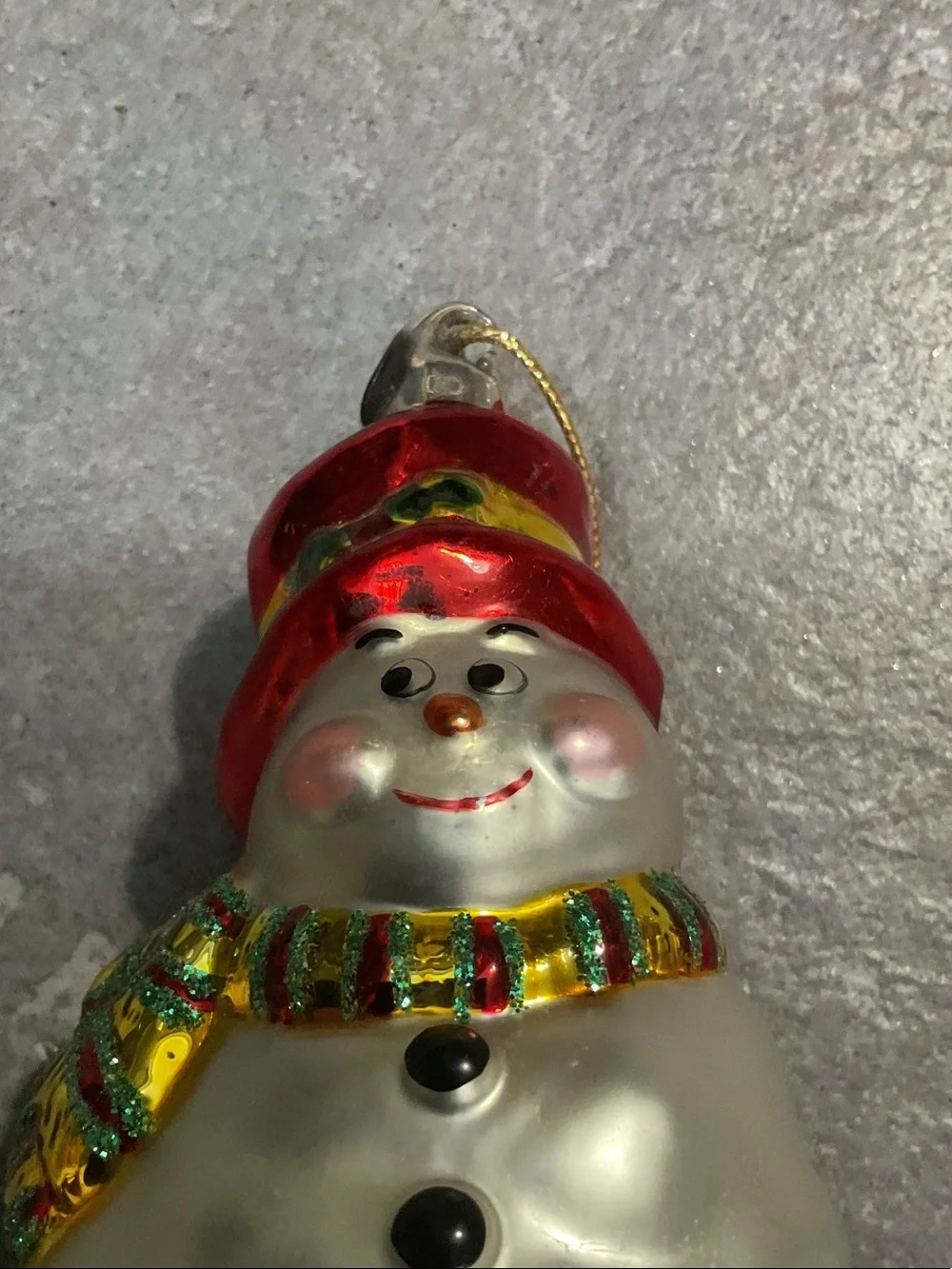 Festive Red & White Snowman Holiday Ornament